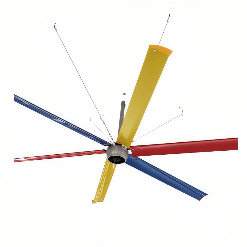 2.1-3.8m permanent magnet hvls ceiling fan (colorful blades)