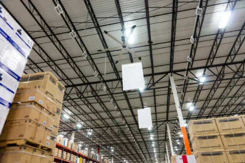 HVLS Ceiling Fans in warehouse