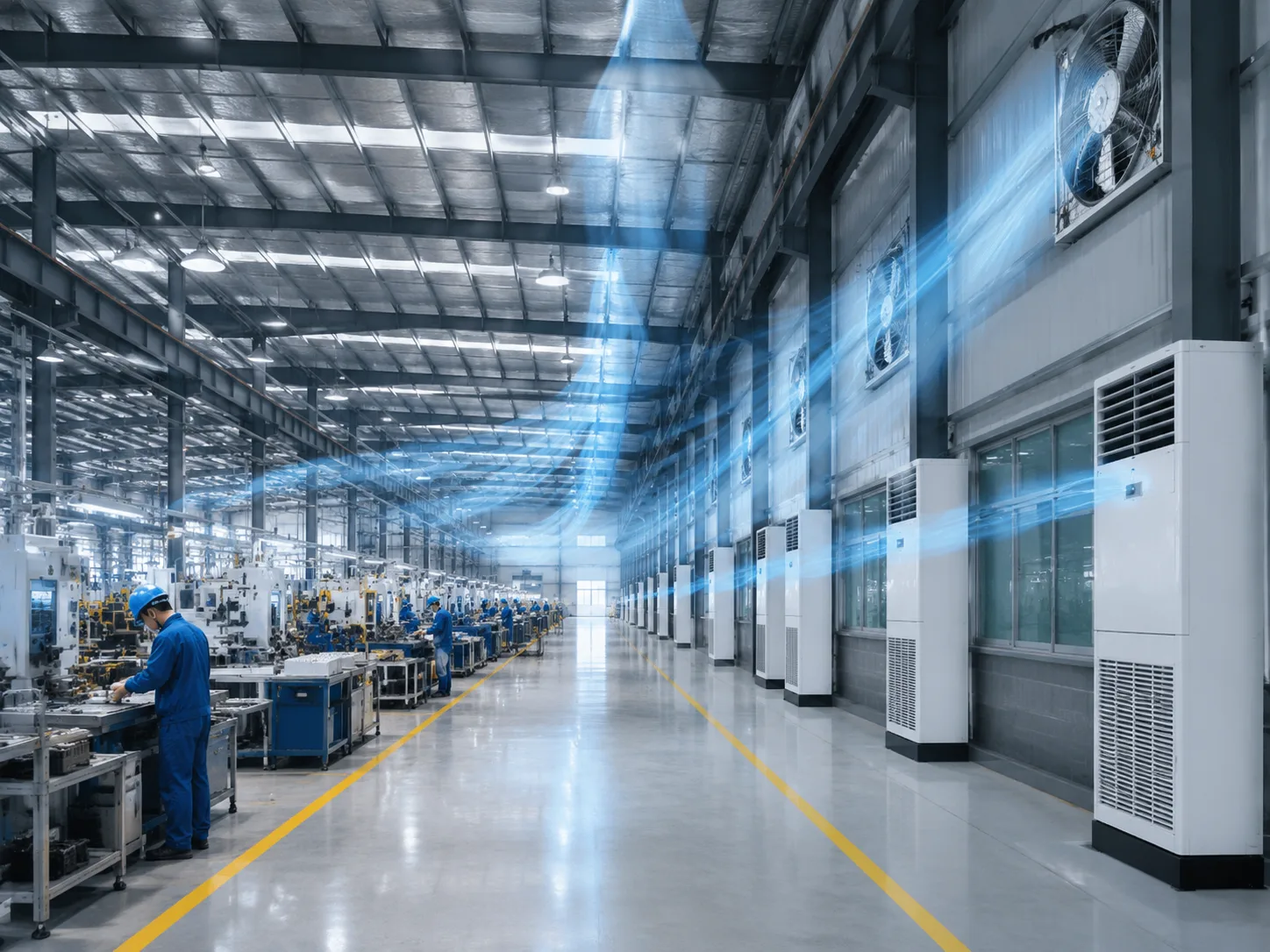 Modern Industrial Cooling System in a Manufacturing Facility
